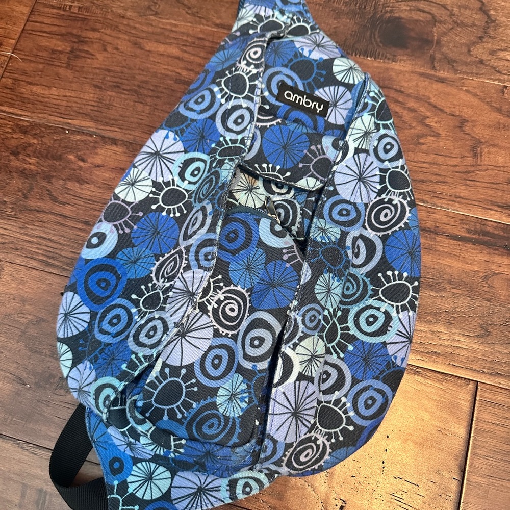 Blue and Black Patterned Sling Bag